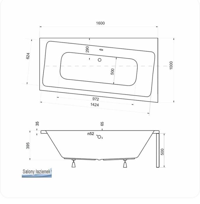 Cada asimetrica Besco Infinity 160x100 cm stanga