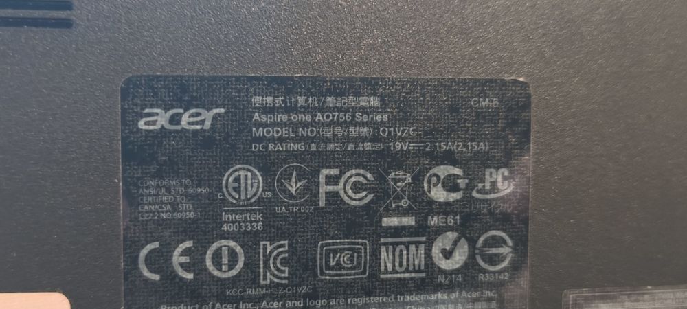 Ноутбук aspire one AO756