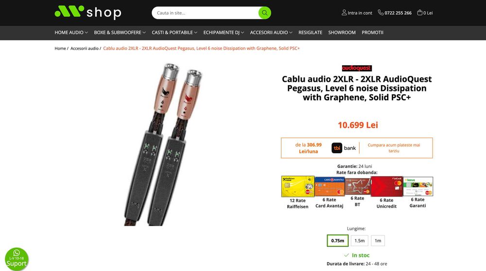 AudioQuest Pegasus XLR 0.75 m – cablu interconect High-End