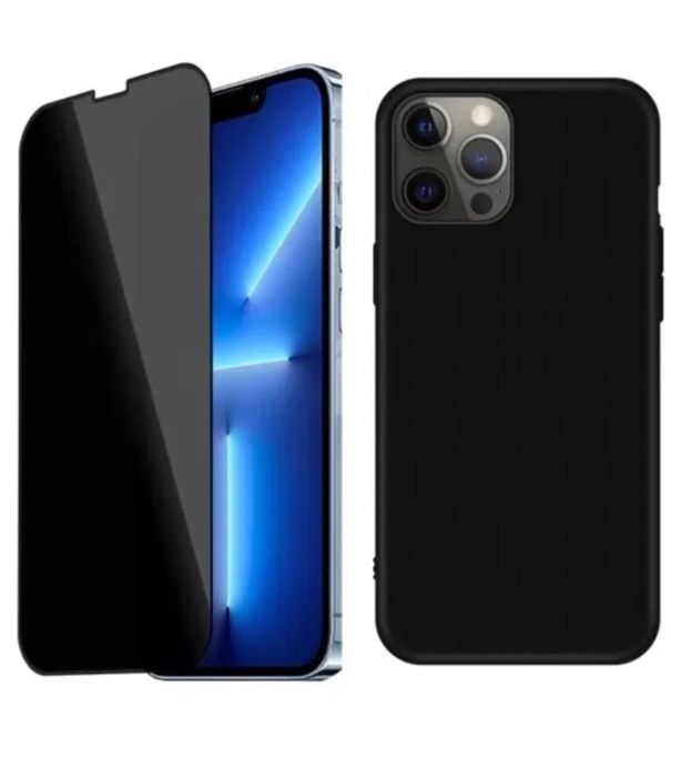 Husa XCASE si Folie Sticla 6DPrivacy Iphone 13/14/15/16E/16/17 PRO MAX