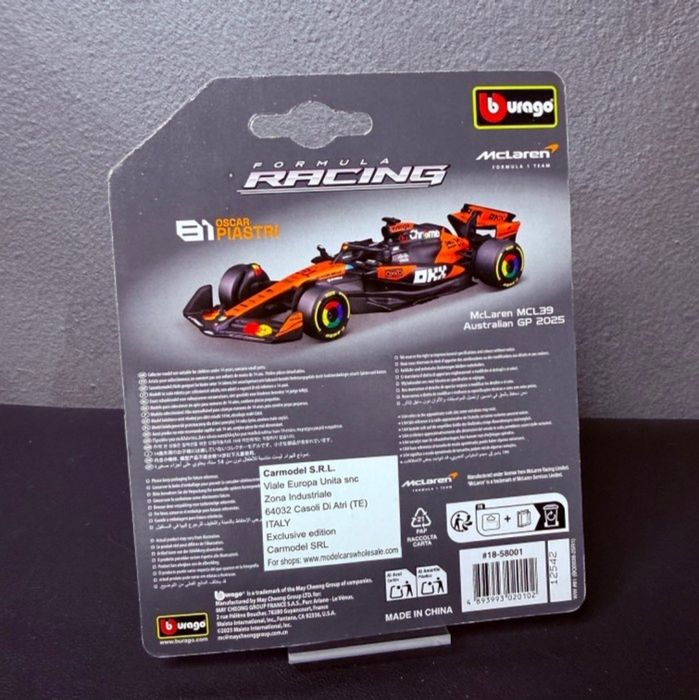 McLaren- burago McLaren mcl39 car n81-Oscar Piastri 2025