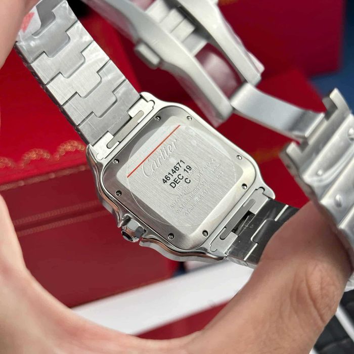 Cartier santos 100 сребрист/кафяв циферблат