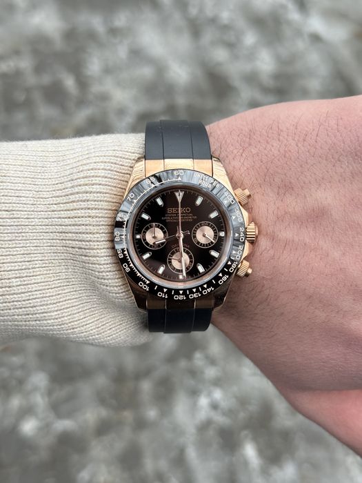 Seiko Daytona Rose Gold Curea Cauciuc