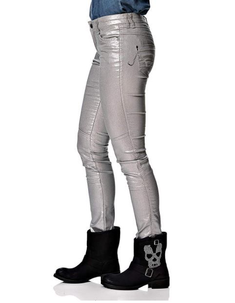 Blugi marca ONLY, marimea M, argintiu metalizat