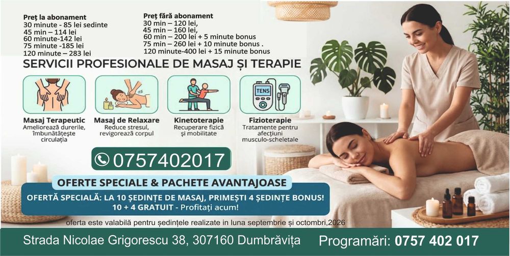 Masaj terapeutic de recuperare (nu sunati pentru alte servicii)