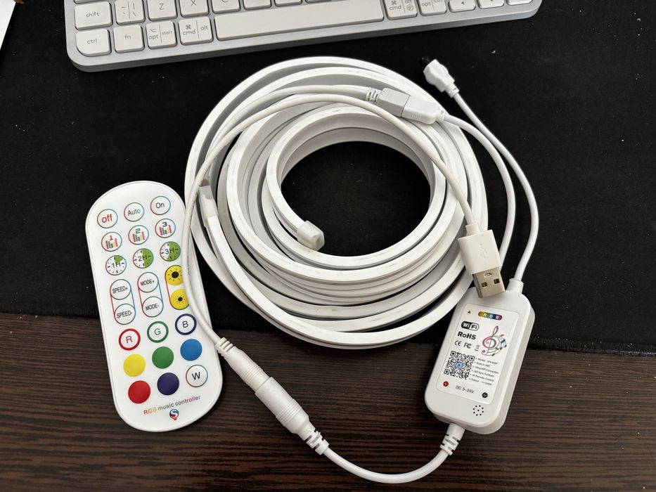 Bandă LED Neon RGB Smart, 3m, Control WiFi/Aplicație, Sincronizare Muzică