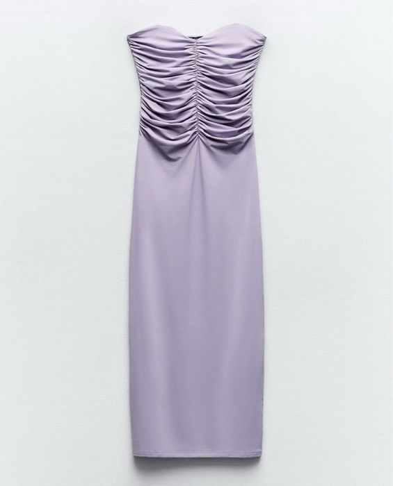 ZARA  рокля без презрамки – пастелно лилава