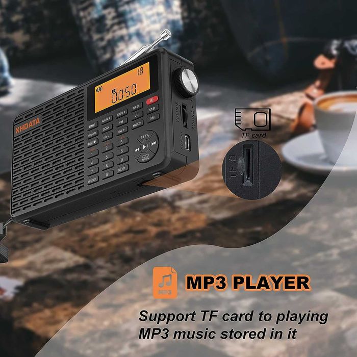 XHDATA D109WB портативен World радиоприемник,с Bluetooth,SD Card Slot