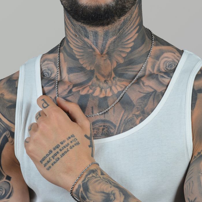 Set rope argintiu colier rope bratara rope funie