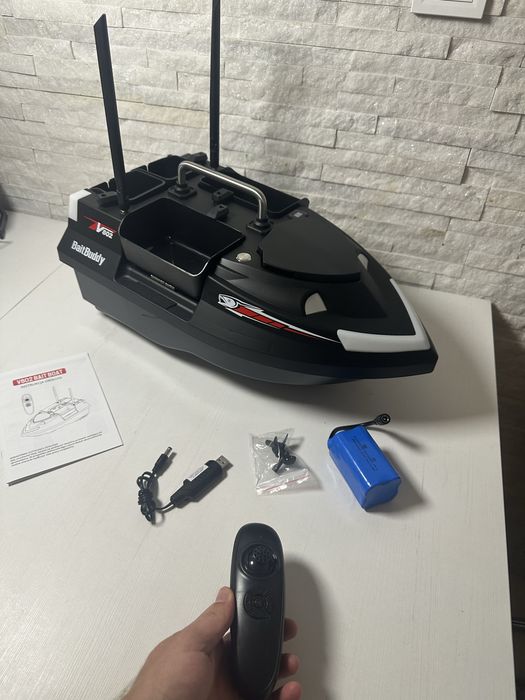 Barca plantat nadit si momit pentru pescuit acumulator 12000mAh 500m 3kg 10km/h barcuta noua
