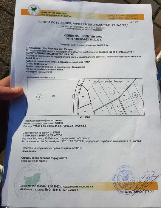 Продава се Земеделски имот в с. Студенец, Област Разград -  кв.м за 1607 €/дка - Снимка #1