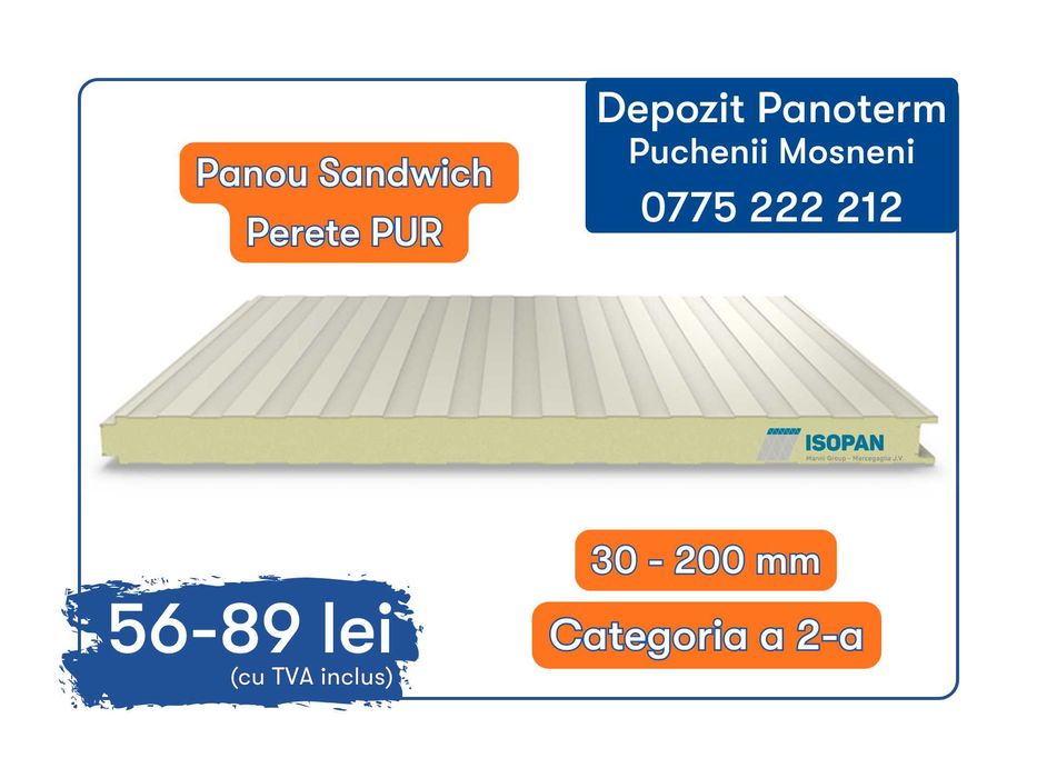 Panouri Sandwich Categoria 2 – Spuma PUR - Ilfov