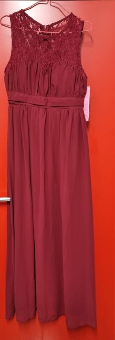 Дълга рокля бордо
