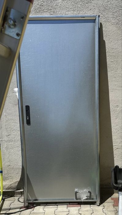 Usa metalica de intrare, reversibila, gri, 206x92 cm