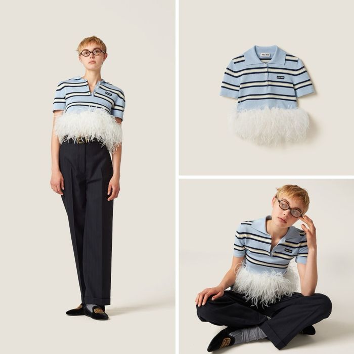 Miu miu къс ръкав кроп топ