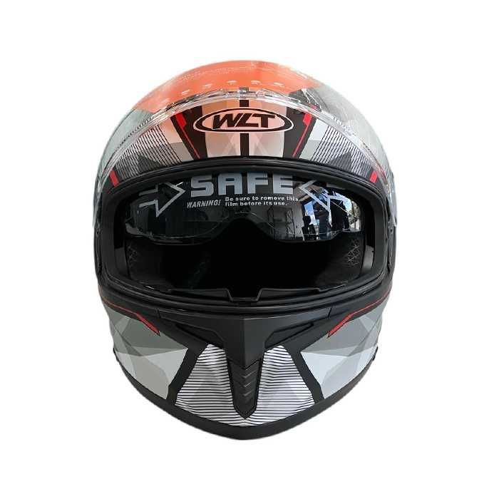 Каска за мотор WLT Matt Black Red с вградени очила.