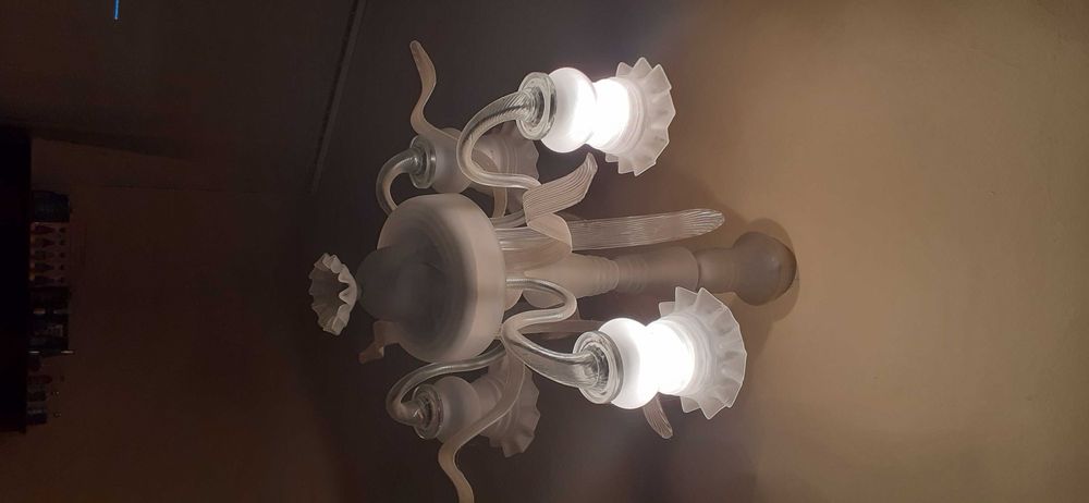 Vand Candelabru cu 4 si 5 Brate Lucrat Manual din sticla Mata