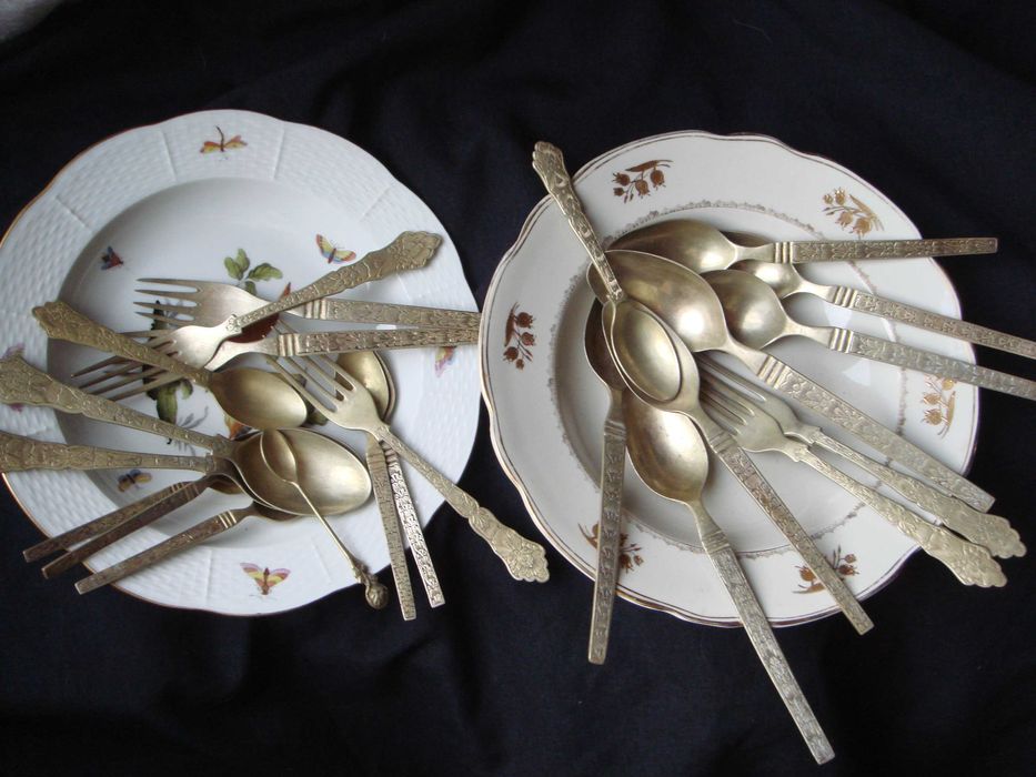 Набор 25 шт. Ложки чайные-столовые Вилки старинные латунь как золото