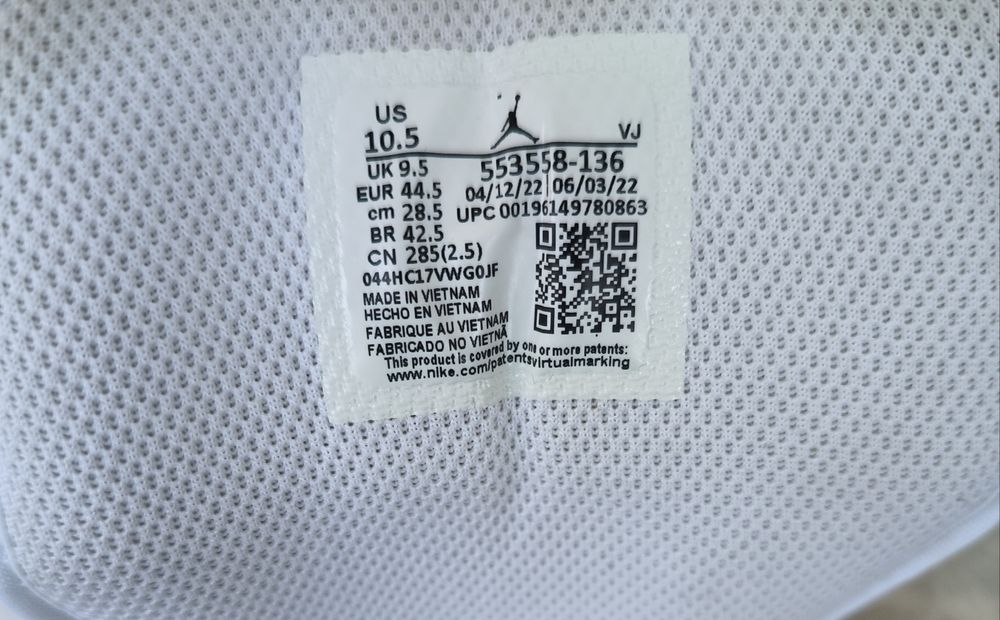 Air Jordan 1 Low "Triple White 44,5