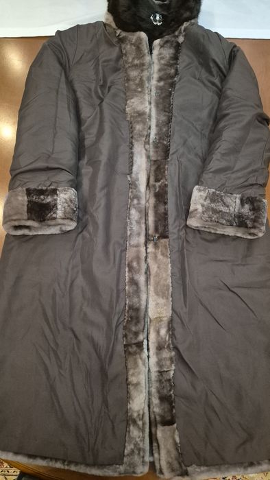 Шуба мутон с норковым воротником