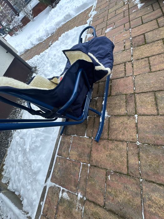 Sanie Piccolino cu Saculet albastru, Spatar si Maner, metal