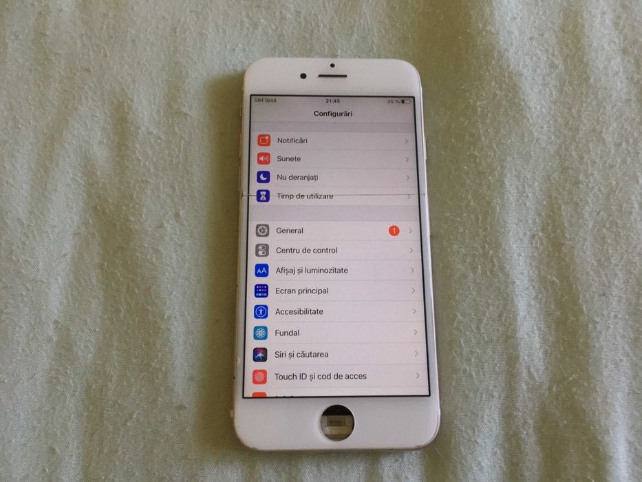 ecran iphone 6s alb, putin fisurat, display si touchscreen functionale