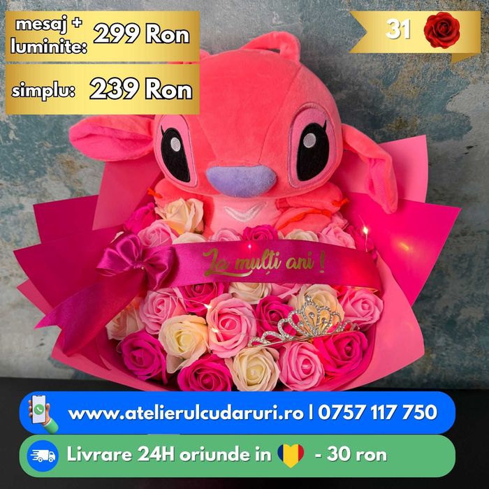 Buchete Trandafiri Sapun - Simple / cu Stitch / cu Sclipici