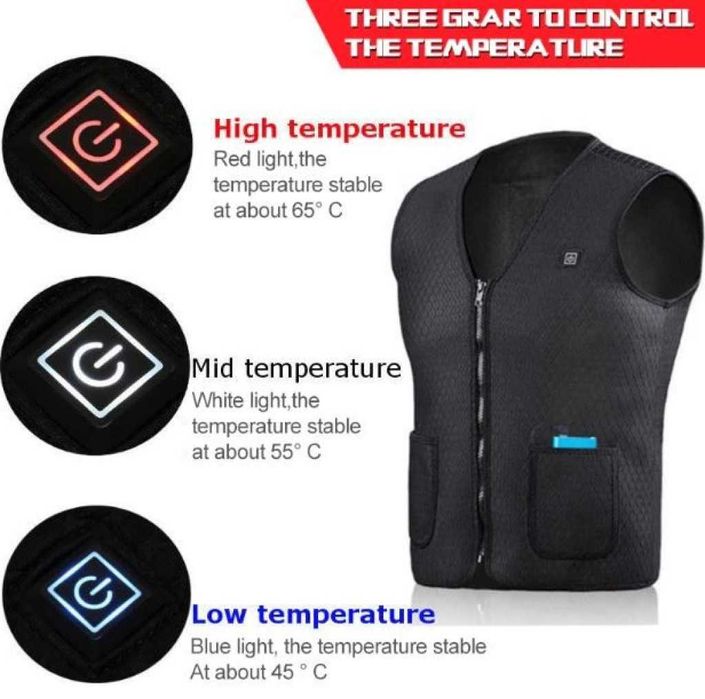 Унисекс термичен електрически елек с USB отопление