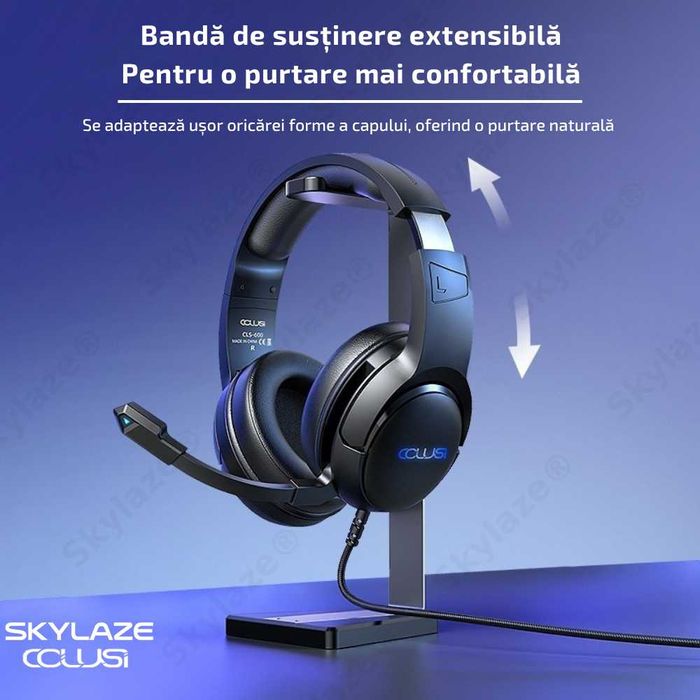 Casti Gaming Skylaze® CLS-200 RGB, Surround HD, 50mm, Microfon, Negru