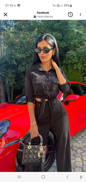 Mon  cher,комплект от панталон с висока талия и риза,размер XS,нови