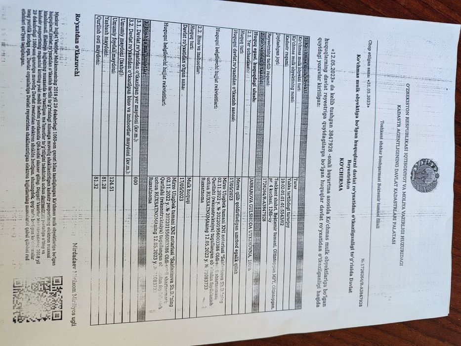 1,5 sotikga qrilgan 160 kv metrlik katej