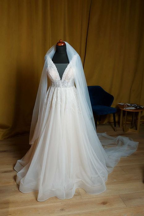 Rochie de mireasa cu spatele gol Paula, alb-ivory, marimea M