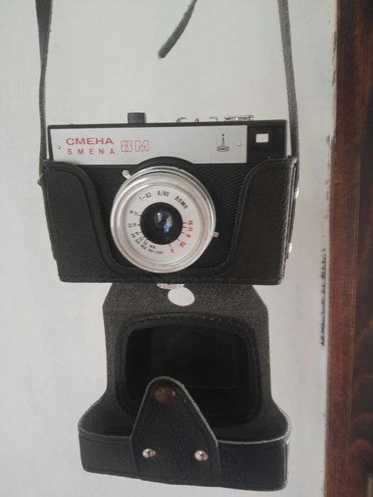 Ретро лентов фото апарат Смена , нов, работещ в кожен калъф