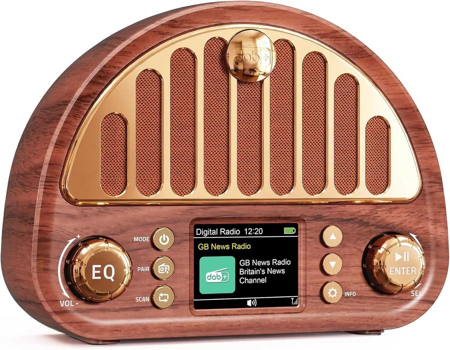 Винтидж DAB+/FM цифрово радио с Bluetooth, ретро преносимо, 3000mAh