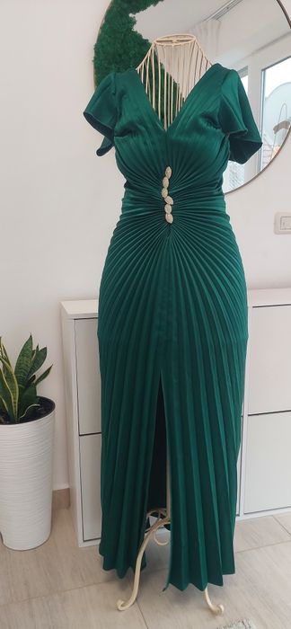 Rochie elegantă XS/S, culoare verde smarald.
