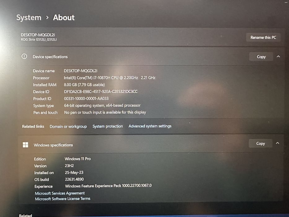 Laptop Gaming ASUS ROG Strix G15 – Stare Impecabilă