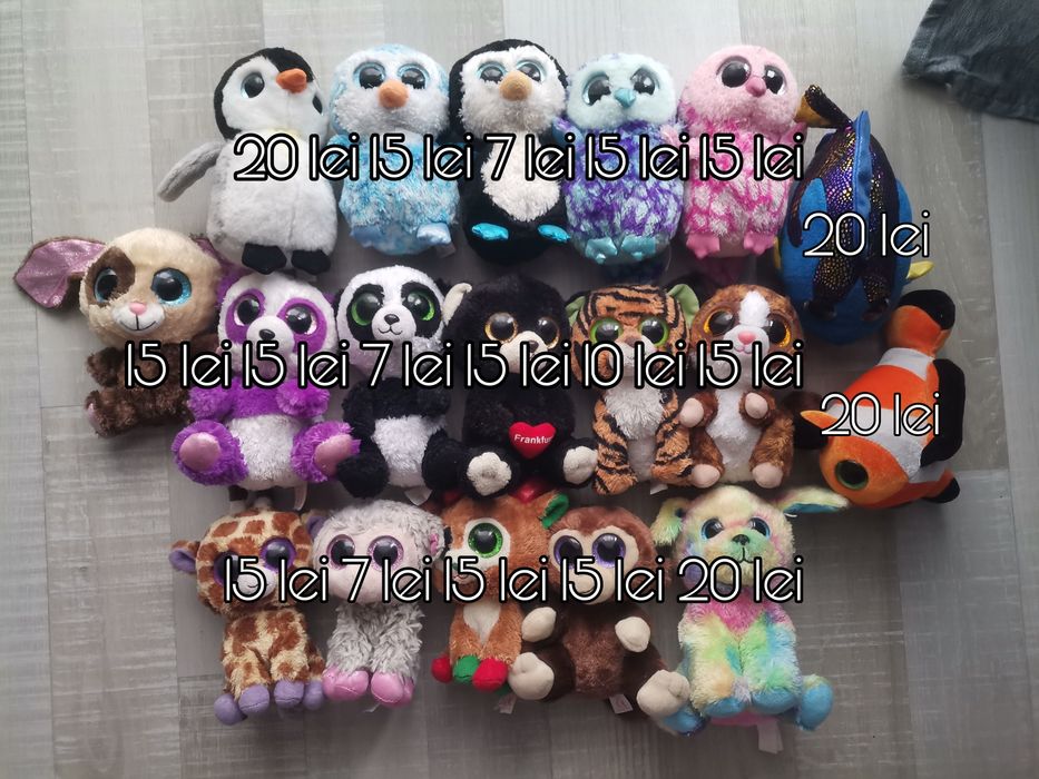 15 Jucarii de plus Ty Plușuri cu ochi mari  Animale de pluș