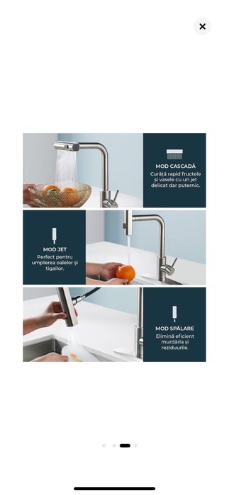 Baterie Chiuveta Bucatarie Flexibila, Cap Retractabil, Functii multipl