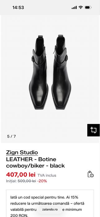 Cizme cowboy/biker Zign Studio Zalando marime 41