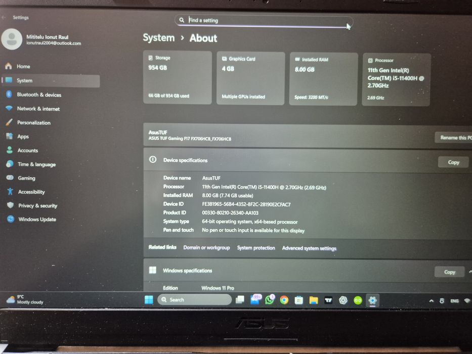 Laptop Gaming ASUS TUF F17 FX706HCB