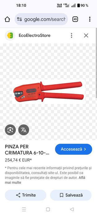 Intercable Clește de sertizare 1.5²-2.5²; 4²-6²; 10²  pentru conectori