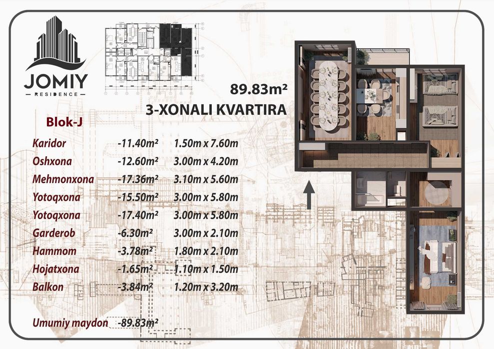 Jomiy Residence remontlari bilan