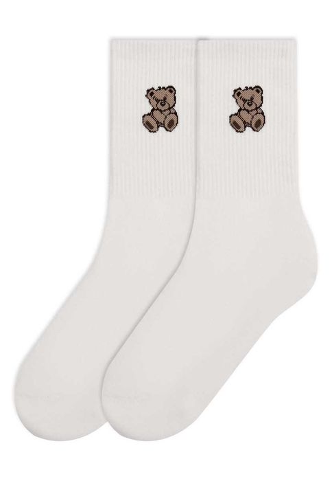 Детские хлопковые носки с принтом, белые комфорт и стиль.