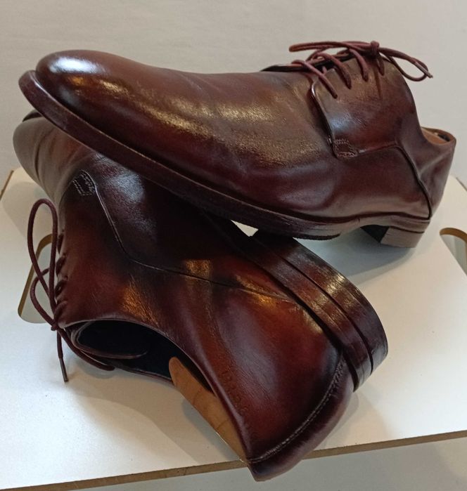 Pantofi derby 45 45.5 plain toe Bugatti piele naturala moale premium