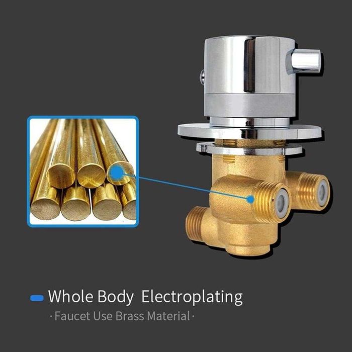 Термостатичен смесител за душ, 3-пътен, месинг, 30–50°C