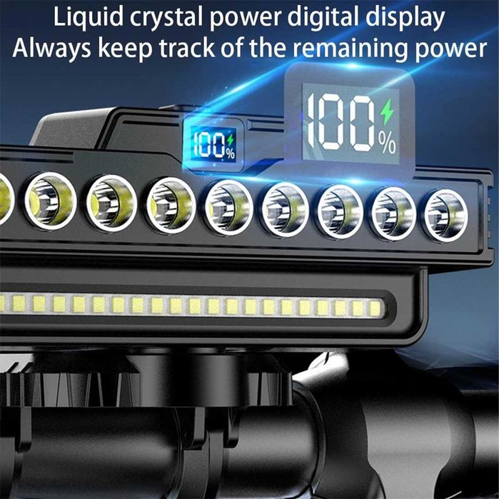 Ултра ярка 9 LED + 21 SMD светлина за велосипед, Фар, Клаксон, Батерия