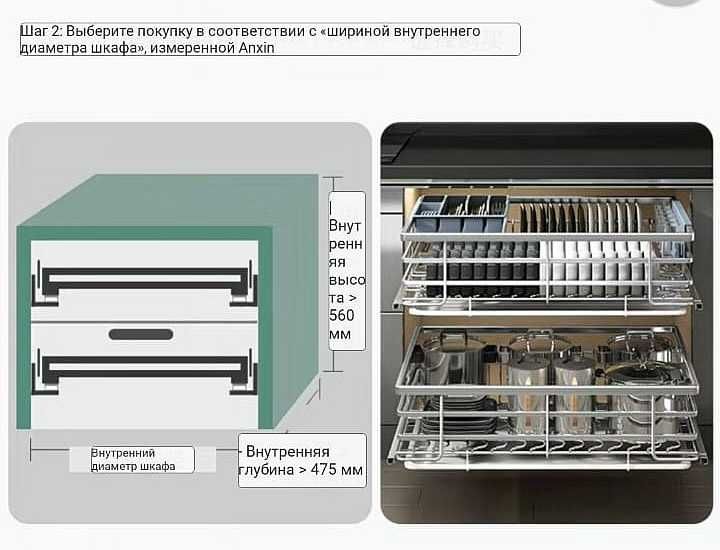 Сушилка посуды встраиваемая, двухъярусная.