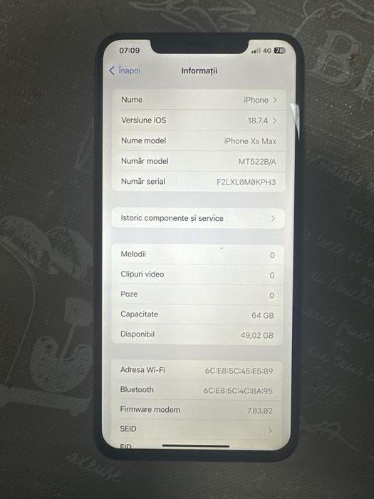 iph xs max ,64 gb liber rtea