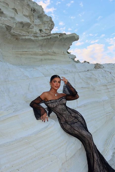 Дълга и къса Рокля с дантела