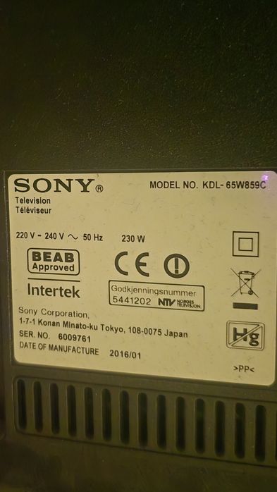 Sony Bravia 65" Android Smart TV LED 3D KDL-65W859C